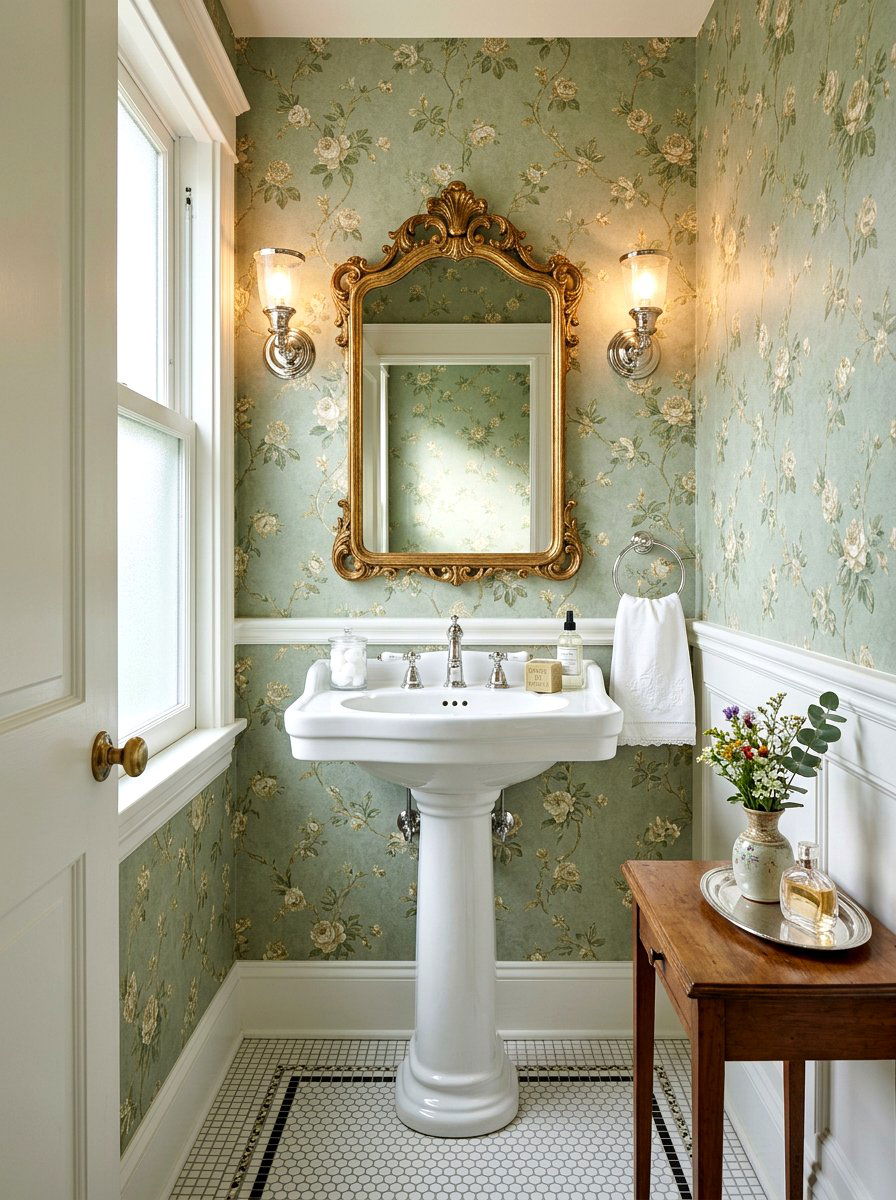Sage Green Vintage Powder Room - 30 sage green decor ideas