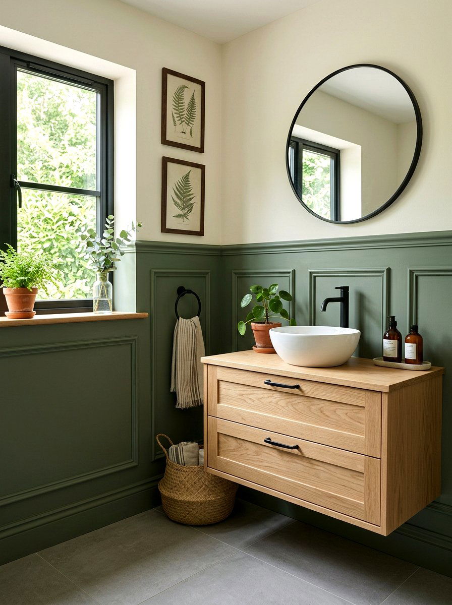 Sage Green Wall Paneling Bathroom - 30 panel molding bathroom ideas