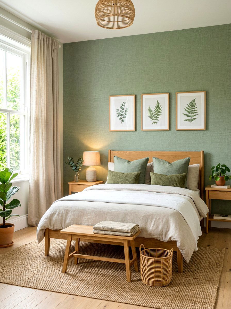 Sage Green Wallpaper - 30 bedroom wallpaper accent ideas