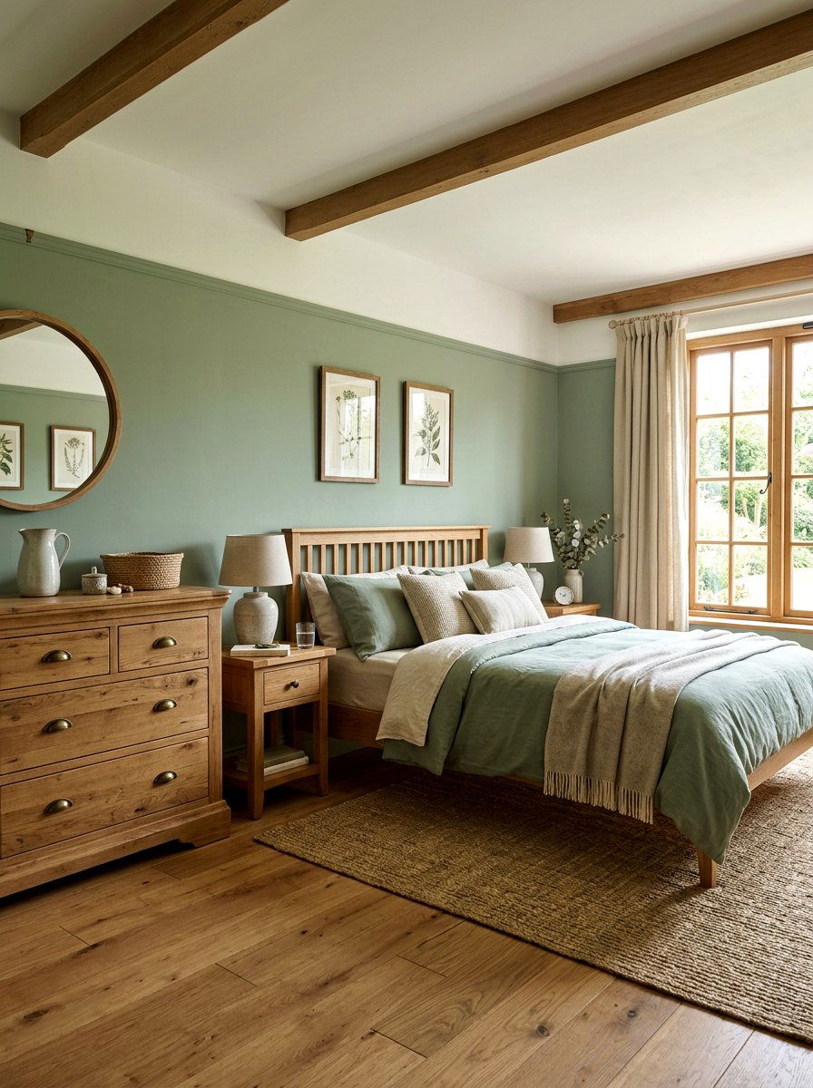 Sage Green With Wood Furniture - 30 sage green bedroom ideas