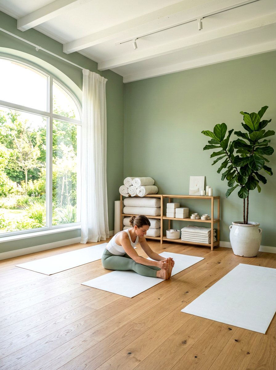 Sage Green Yoga Room - 30 yoga room ideas
