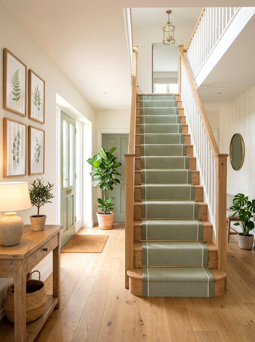 Sage Stair Runner - 30 vintage stair carpet ideas