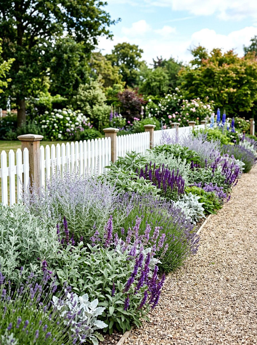 Sage and Silver Foliage Border - 30 herb border garden ideas