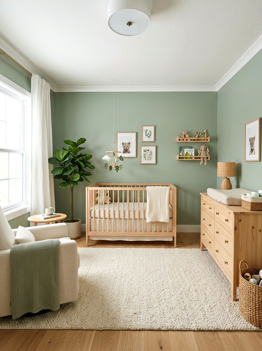 Sage and light wood nursery - 30 soft sage nursery ideas