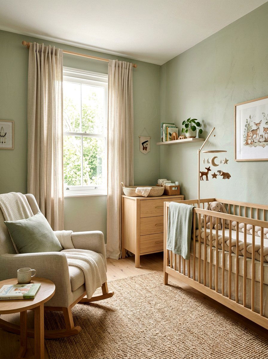 Sage and linen nursery - 30 soft sage nursery ideas