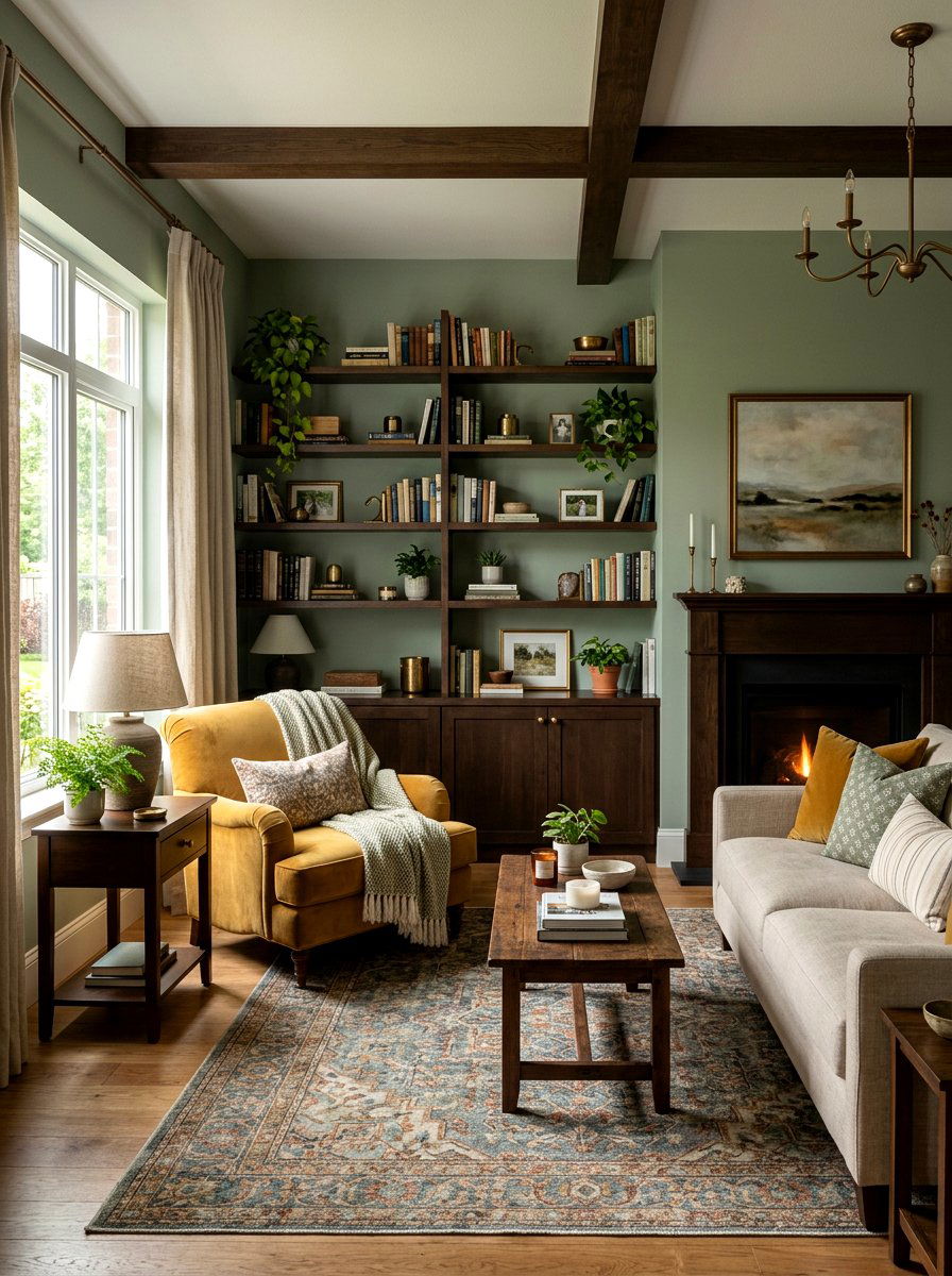 Sage and mustard living room - 30 happy color living room ideas