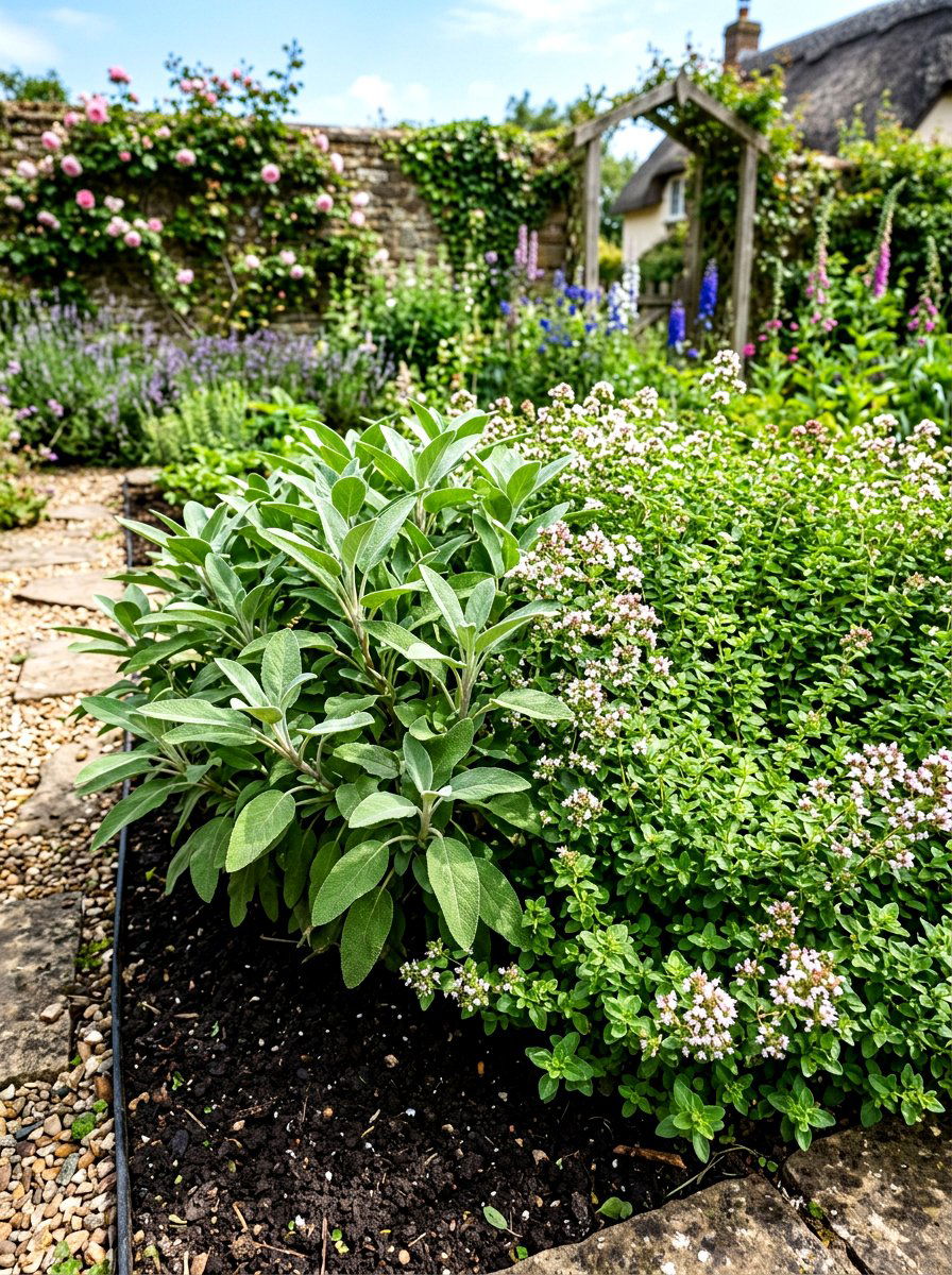 Sage and oregano patch - 30 herb patio border ideas