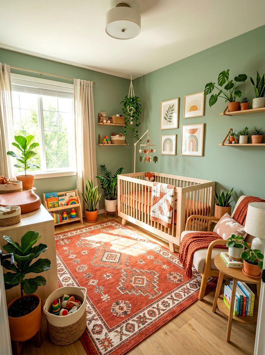 Sage and terracotta nursery - 30 soft sage nursery ideas