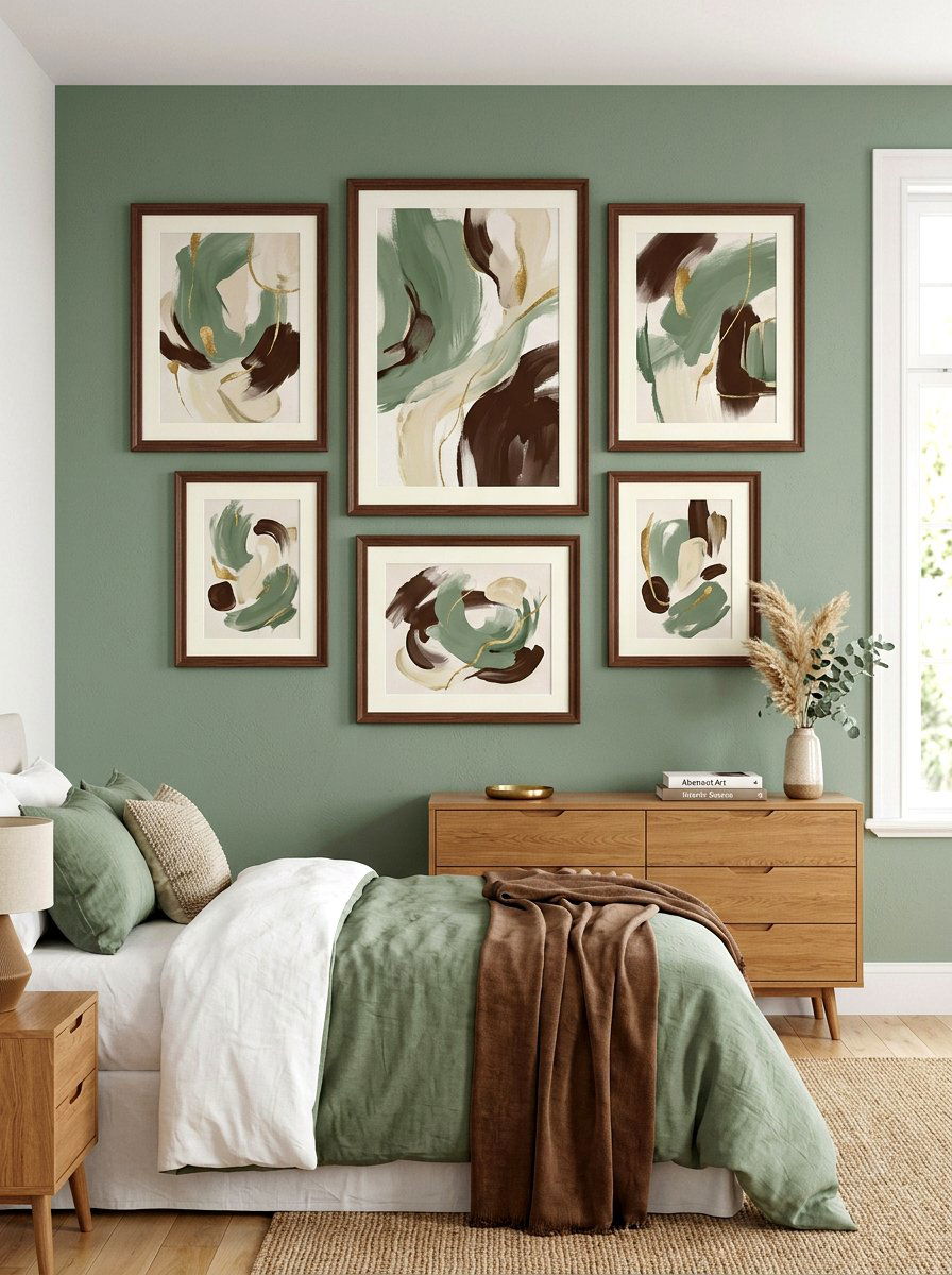 Sage chocolate brown wall art - 30 sage and cocoa bedroom ideas