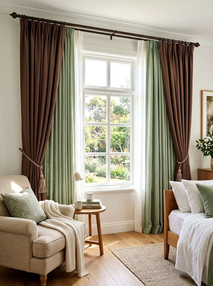 Sage cocoa window treatments - 30 sage and cocoa bedroom ideas