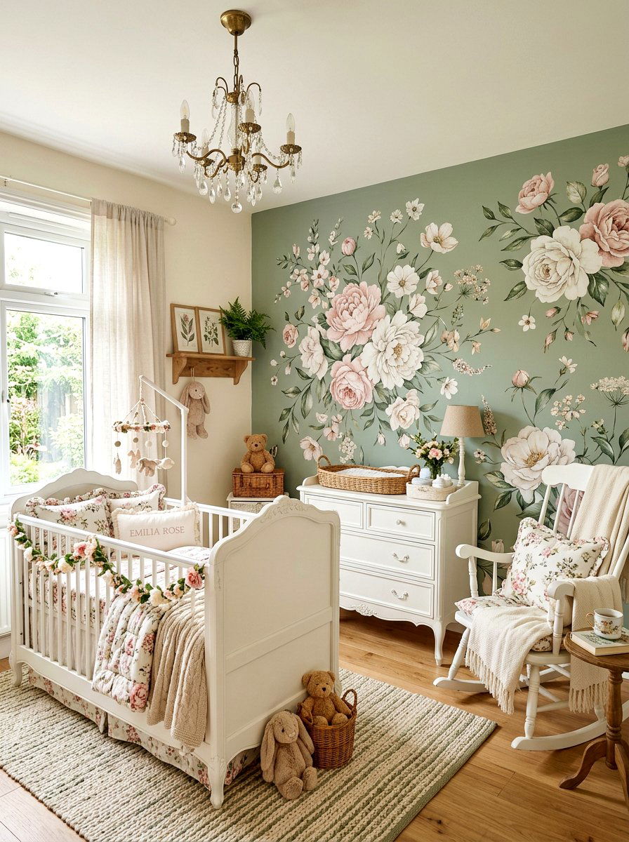 Sage floral nursery - 30 soft sage nursery ideas