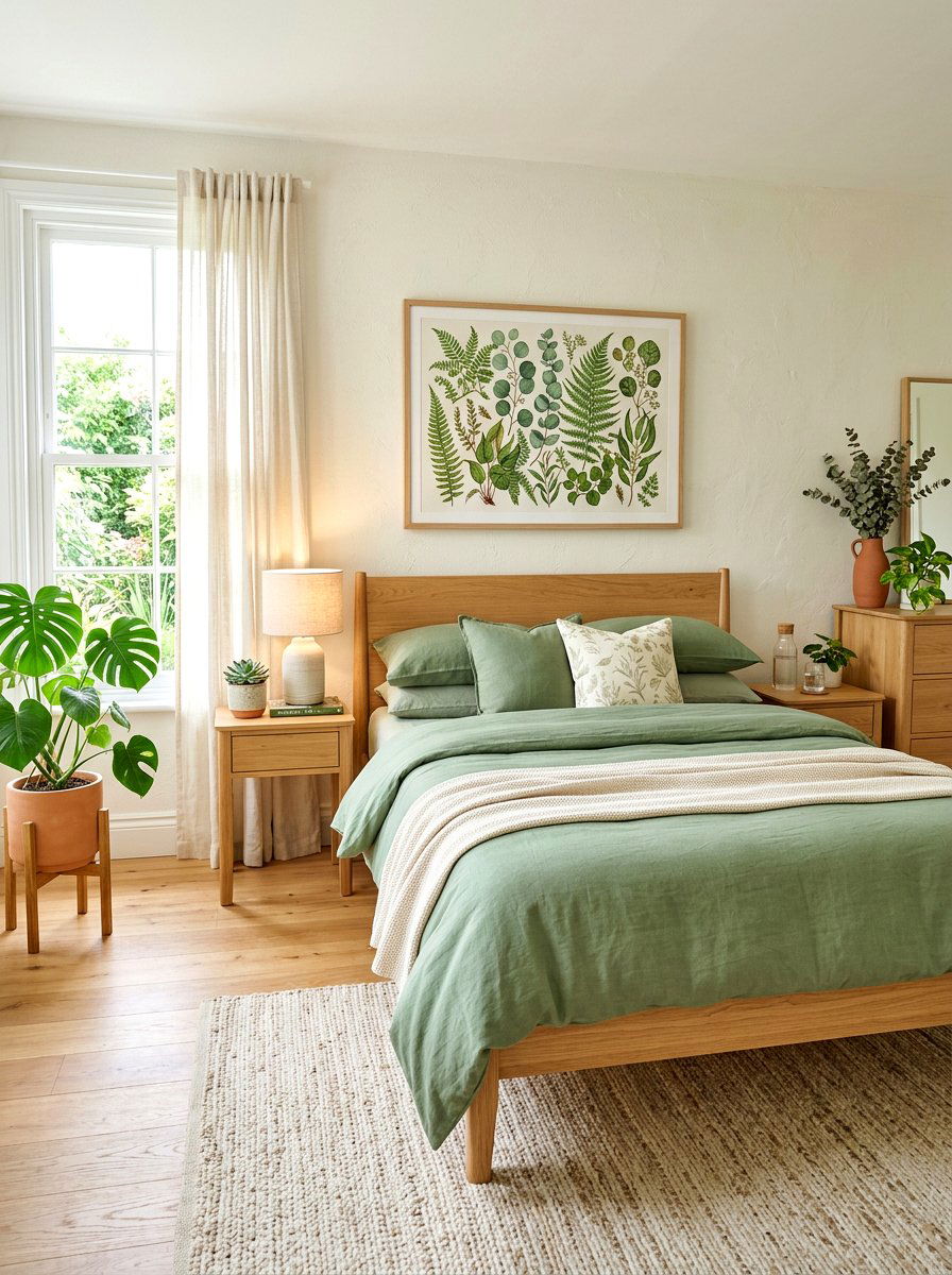 Sage green and cream bedroom - 30 cream bedroom ideas