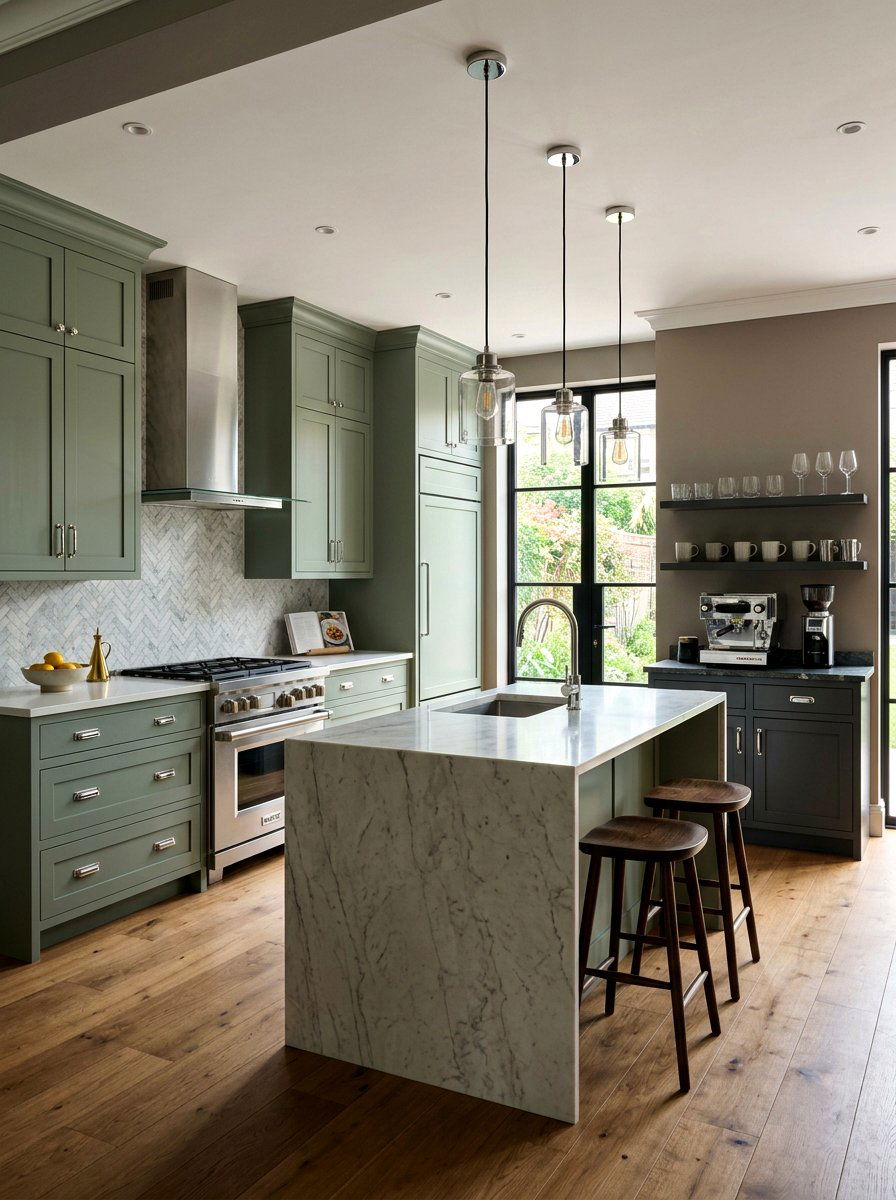 Sage green and grey kitchen cabinets - 30 sage kitchen cabinet ideas