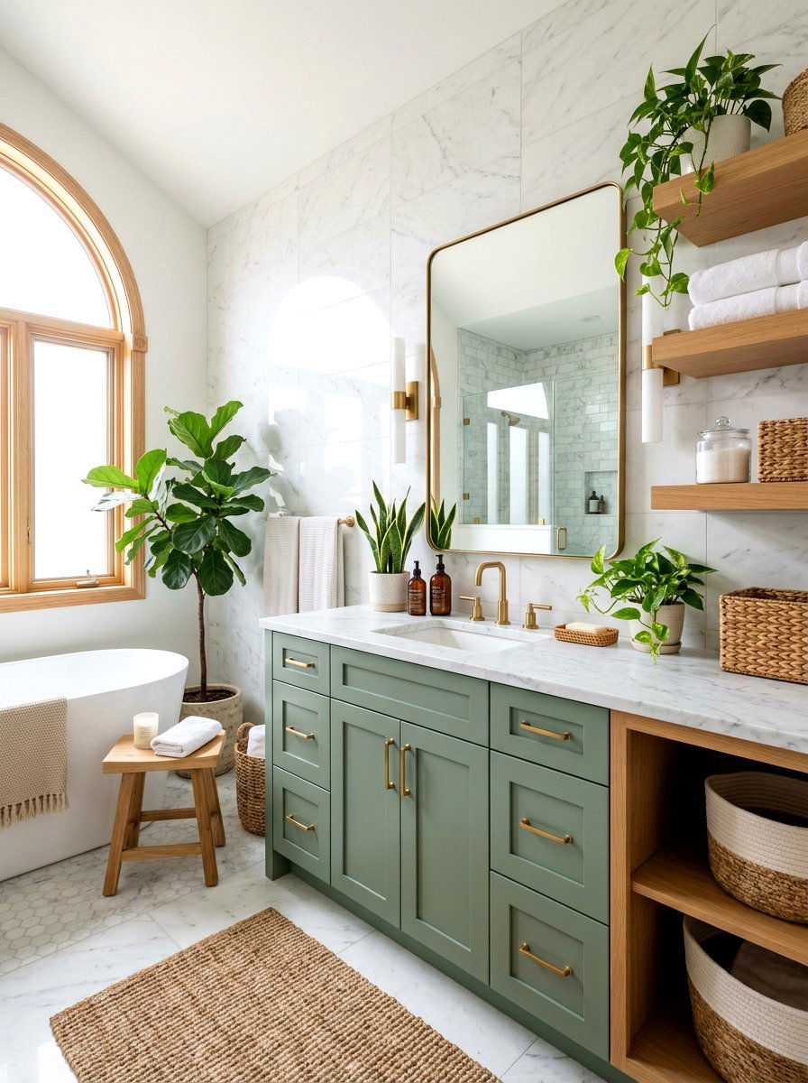Sage green bathroom - 30 rustic bathroom ideas