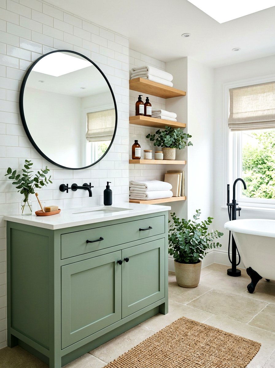 Sage green bathroom vanity - 30 painted bathroom vanity ideas