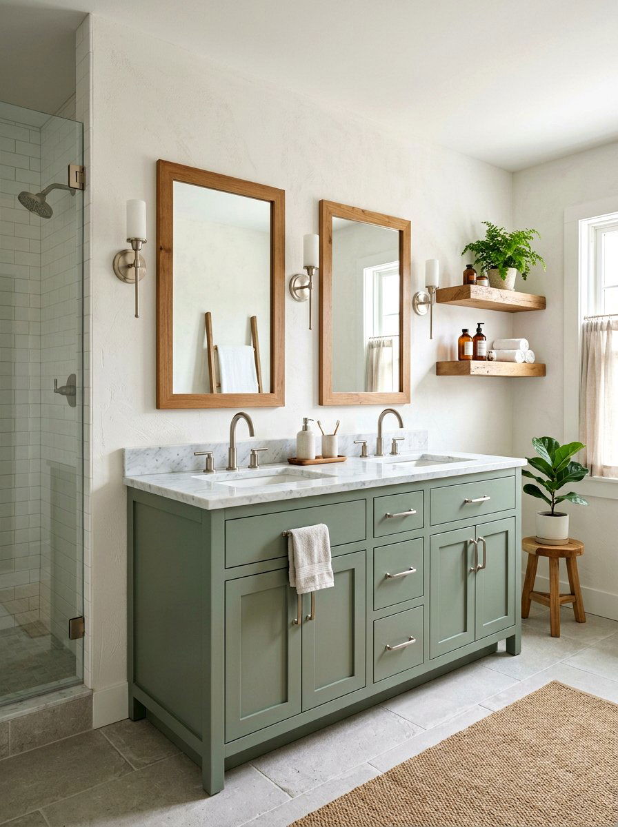 Sage green bathroom vanity - 30 farmhouse bathroom vanity ideas