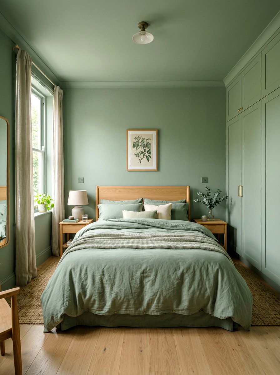 Sage green bedroom - 30 spring color drench ideas