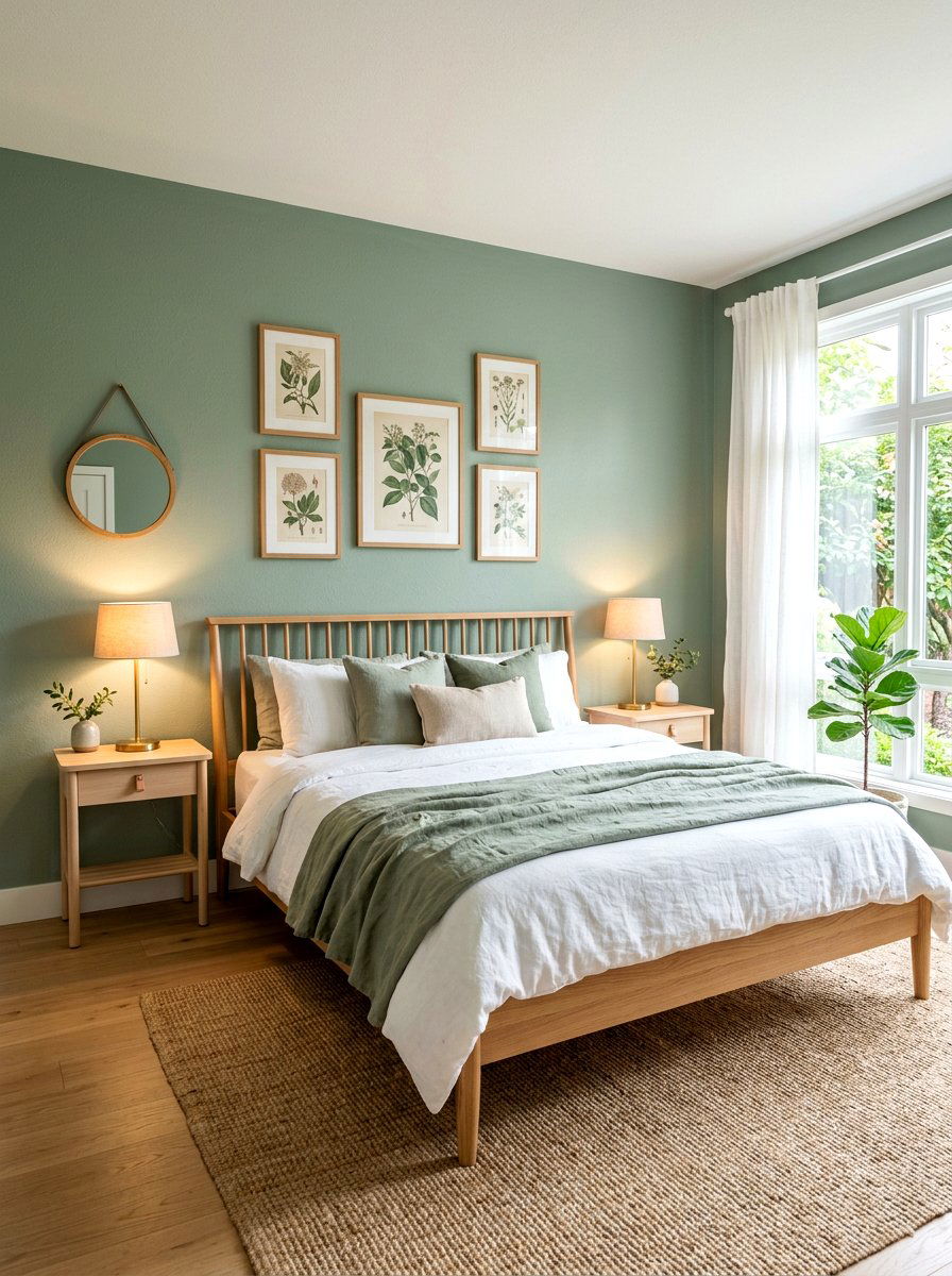 Sage green bedroom walls - 30 earthy home decor ideas