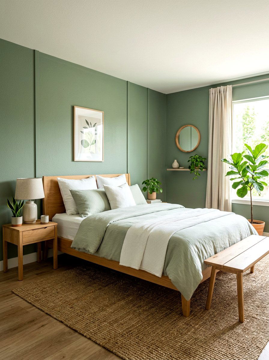 Sage green bedroom walls - 30 earthy bedroom ideas