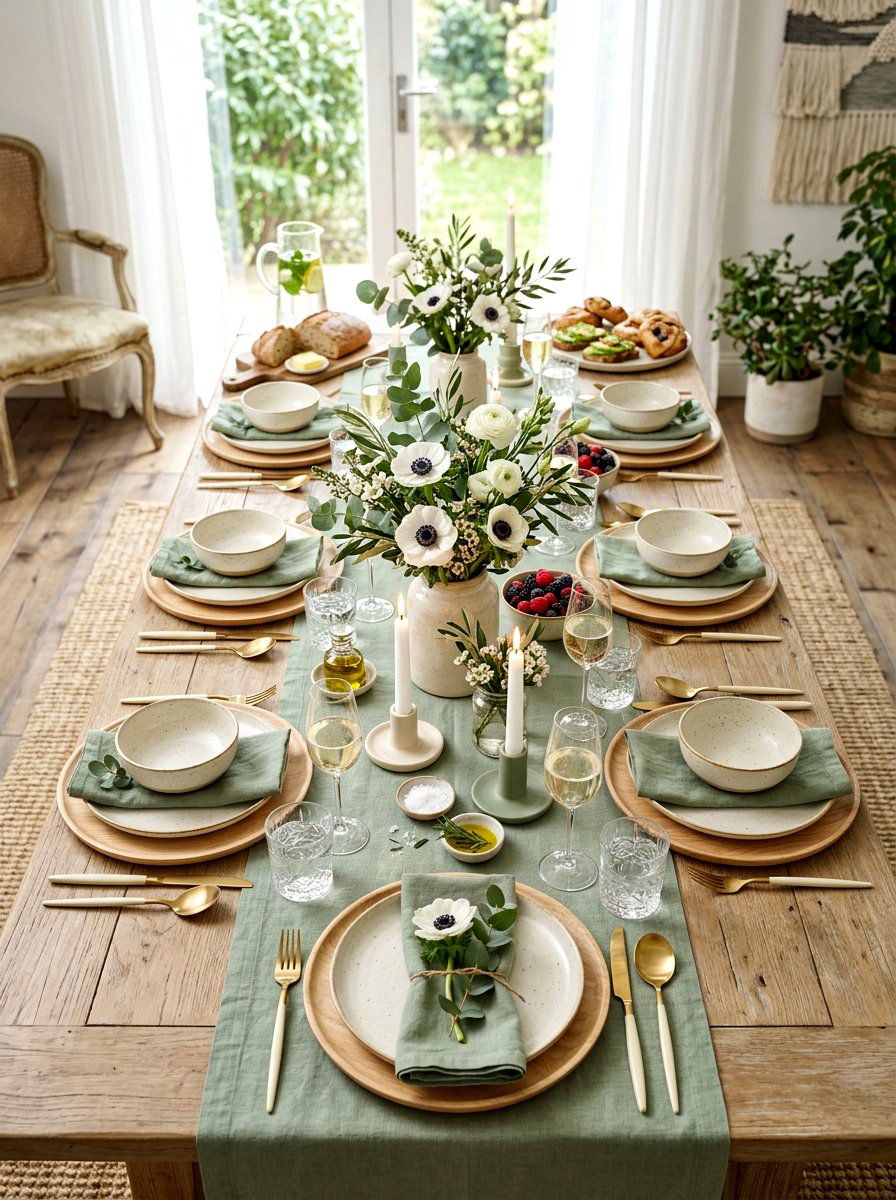 Sage green brunch table - 30 elegant brunch table ideas