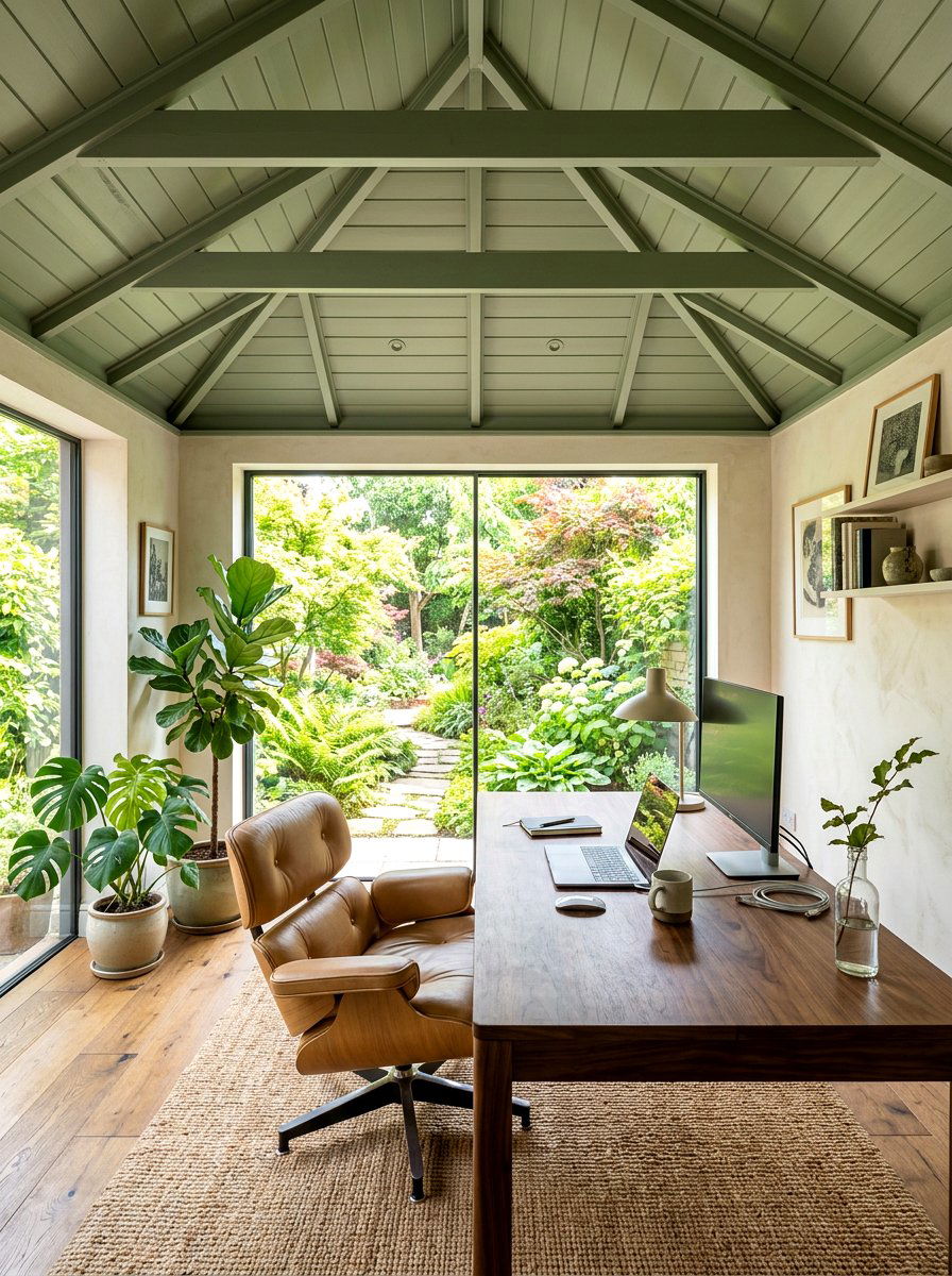Sage green ceiling - 30 painted ceiling ideas