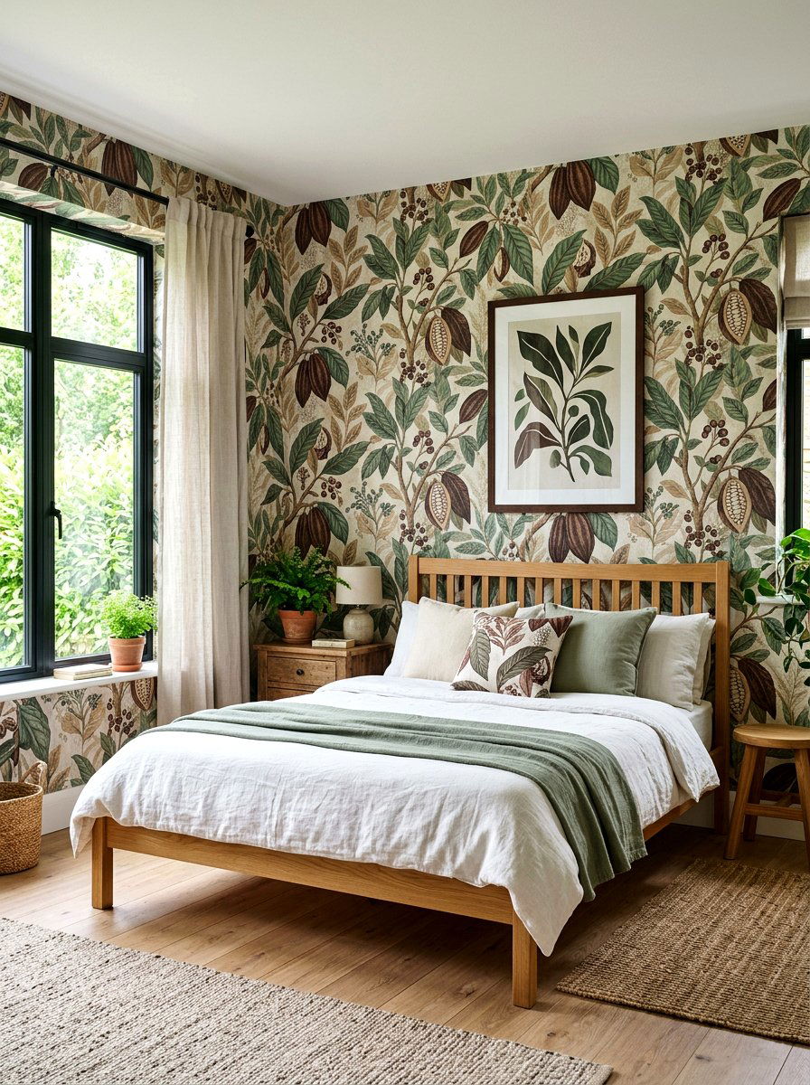 Sage green cocoa wallpaper - 30 sage and cocoa bedroom ideas