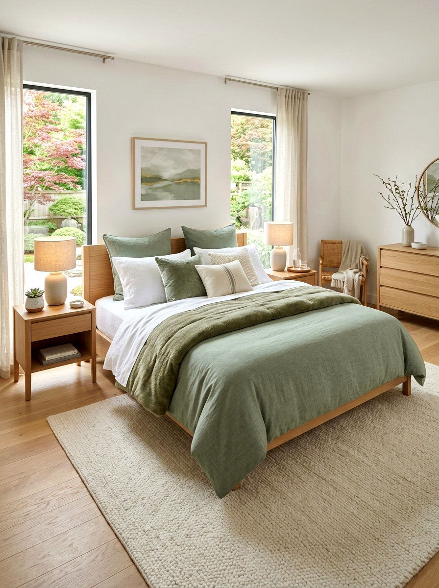 Sage green duvet - 30 pillowy bed styling ideas