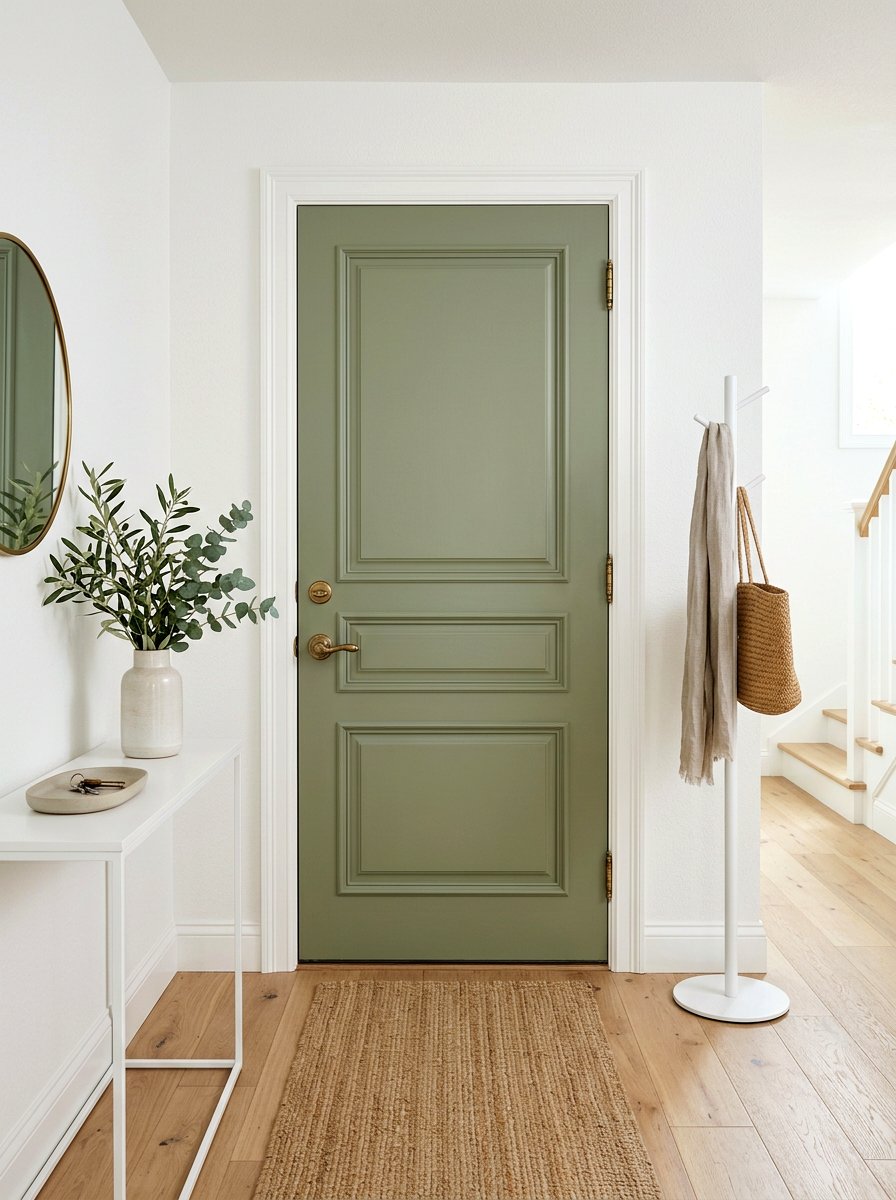 Sage green entryway door - 30 earthy entryway ideas