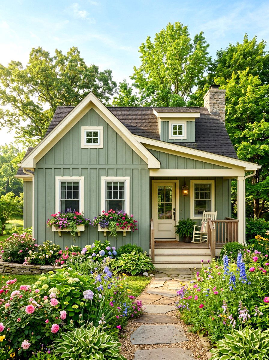 Sage green exterior trim - 30 board and batten exterior trim ideas