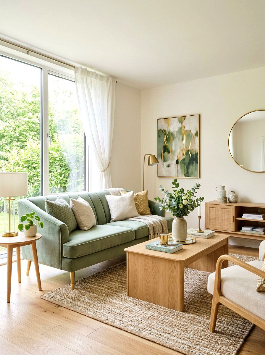 Sage green furniture - 30 soft spring living room ideas