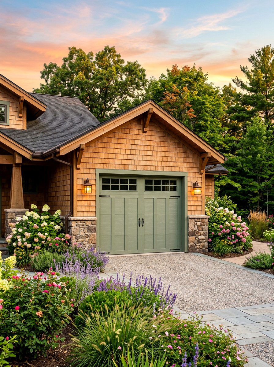 Sage green garage door - 30 garage door color ideas