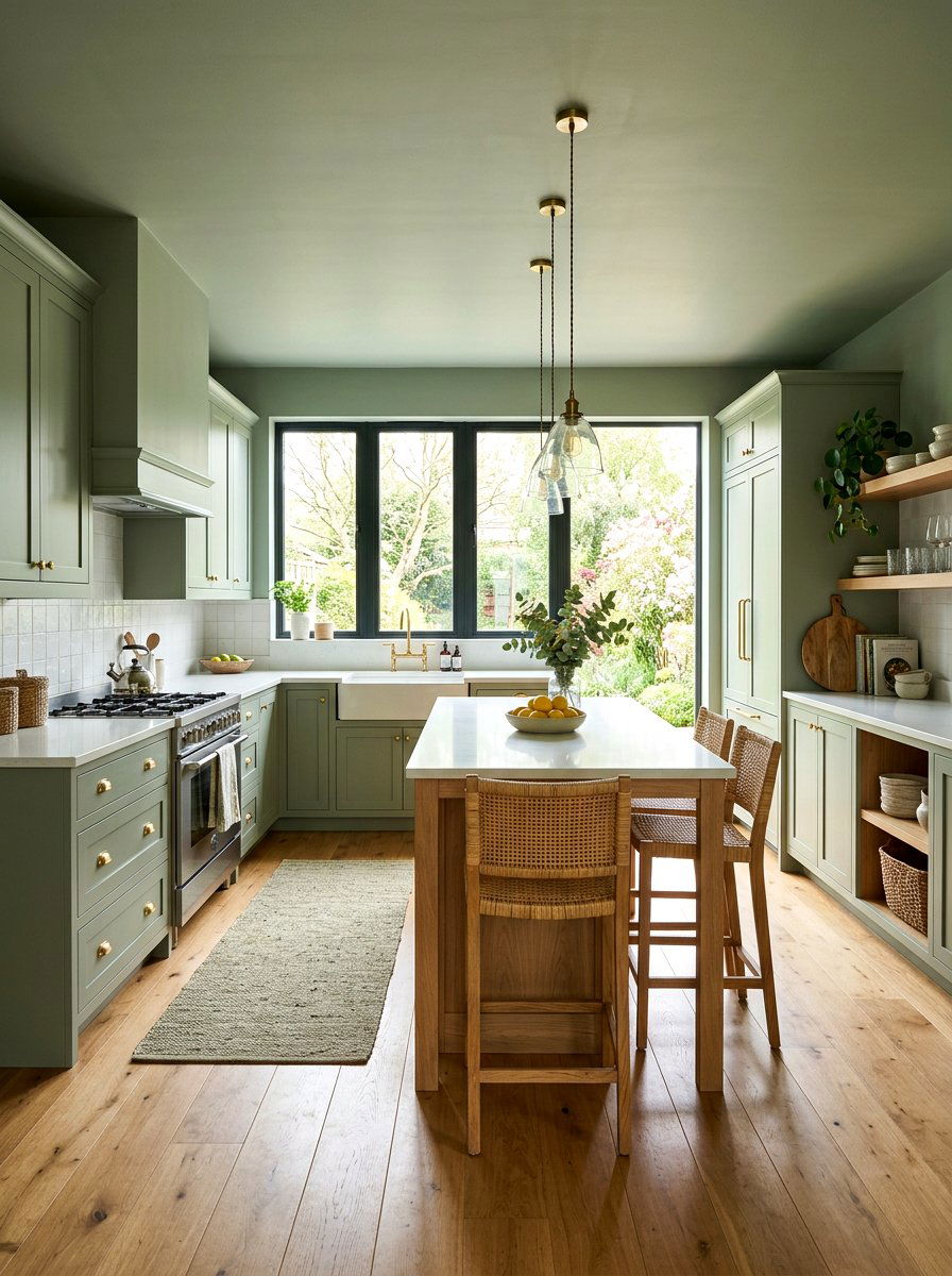 Sage green kitchen - 30 color drenched kitchen ideas