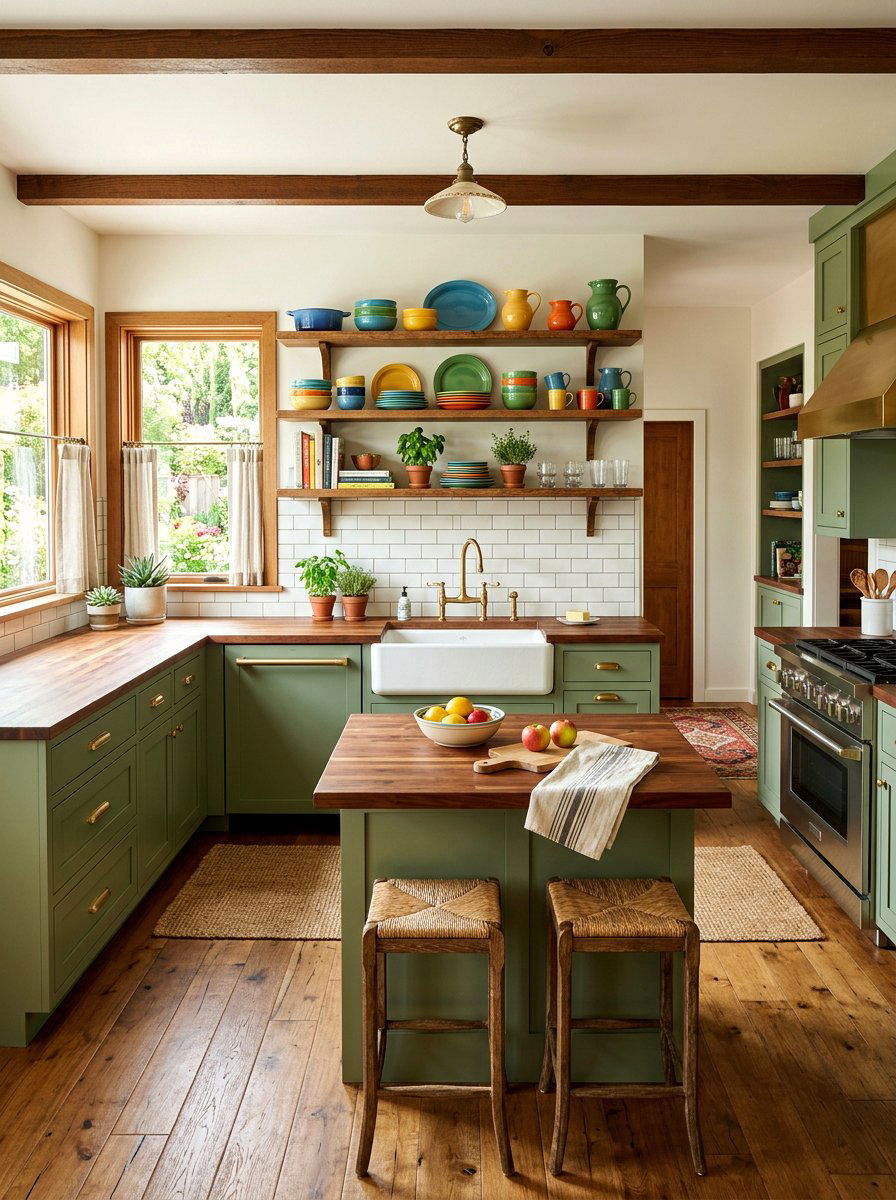 Sage green kitchen cabinets - 30 color pop kitchen ideas