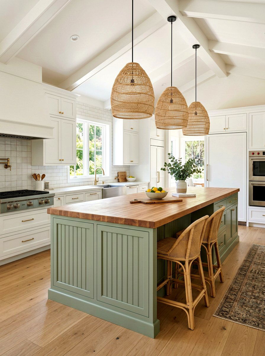 Sage green kitchen island - 30 sage kitchen cabinet ideas