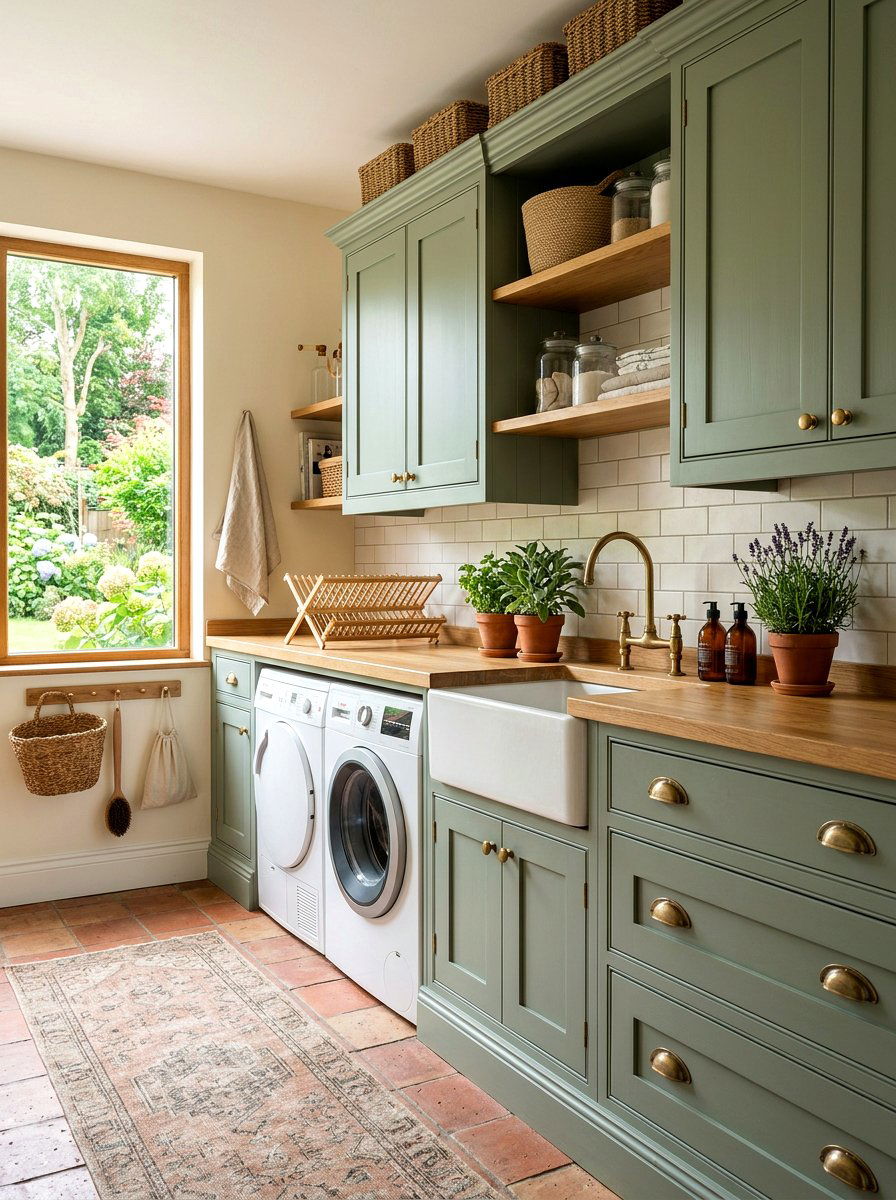 Sage green laundry cabinets - 30 farmhouse laundry room ideas