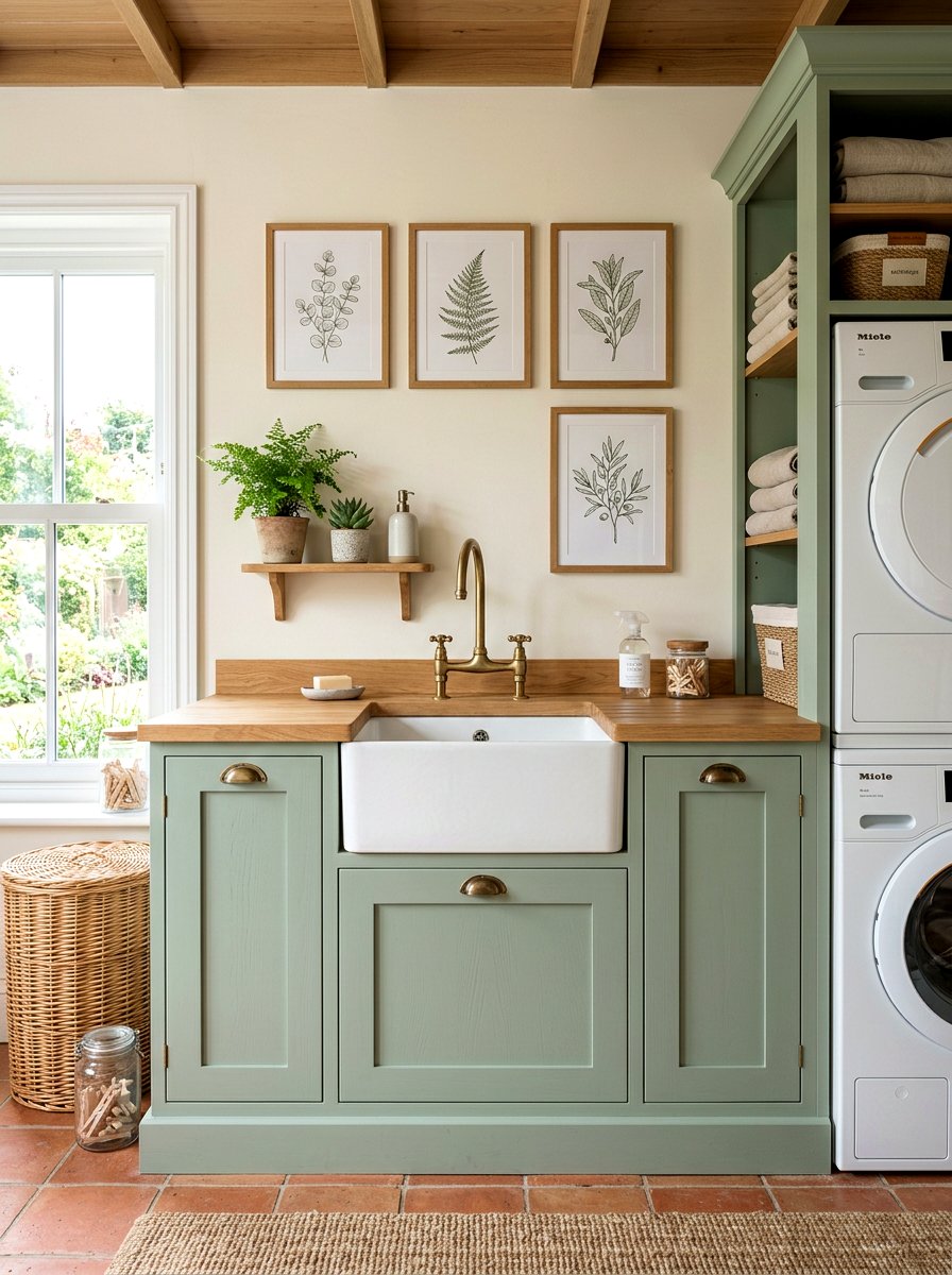 Sage green laundry sink cabinet - 30 utility sink cabinet ideas