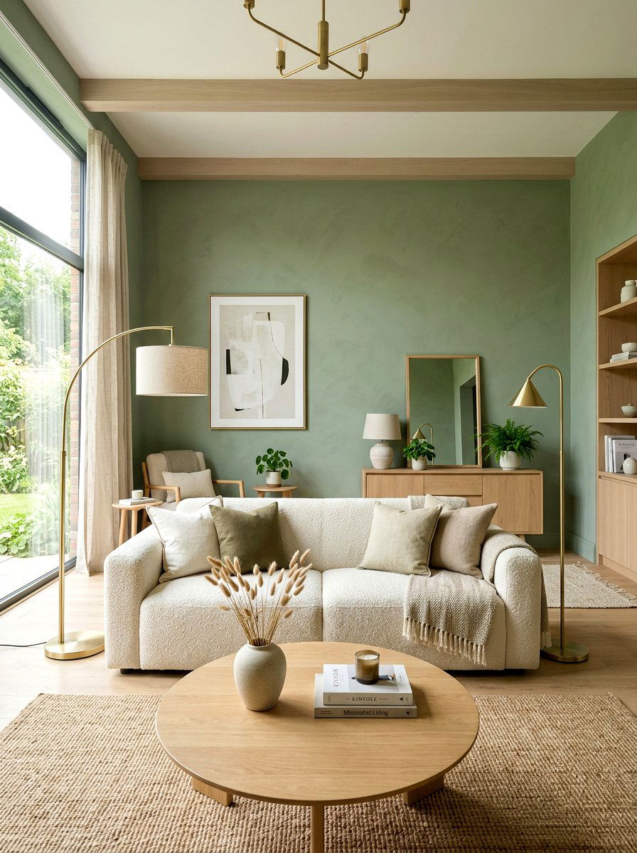 Sage green living room - 30 nature inspired living room ideas