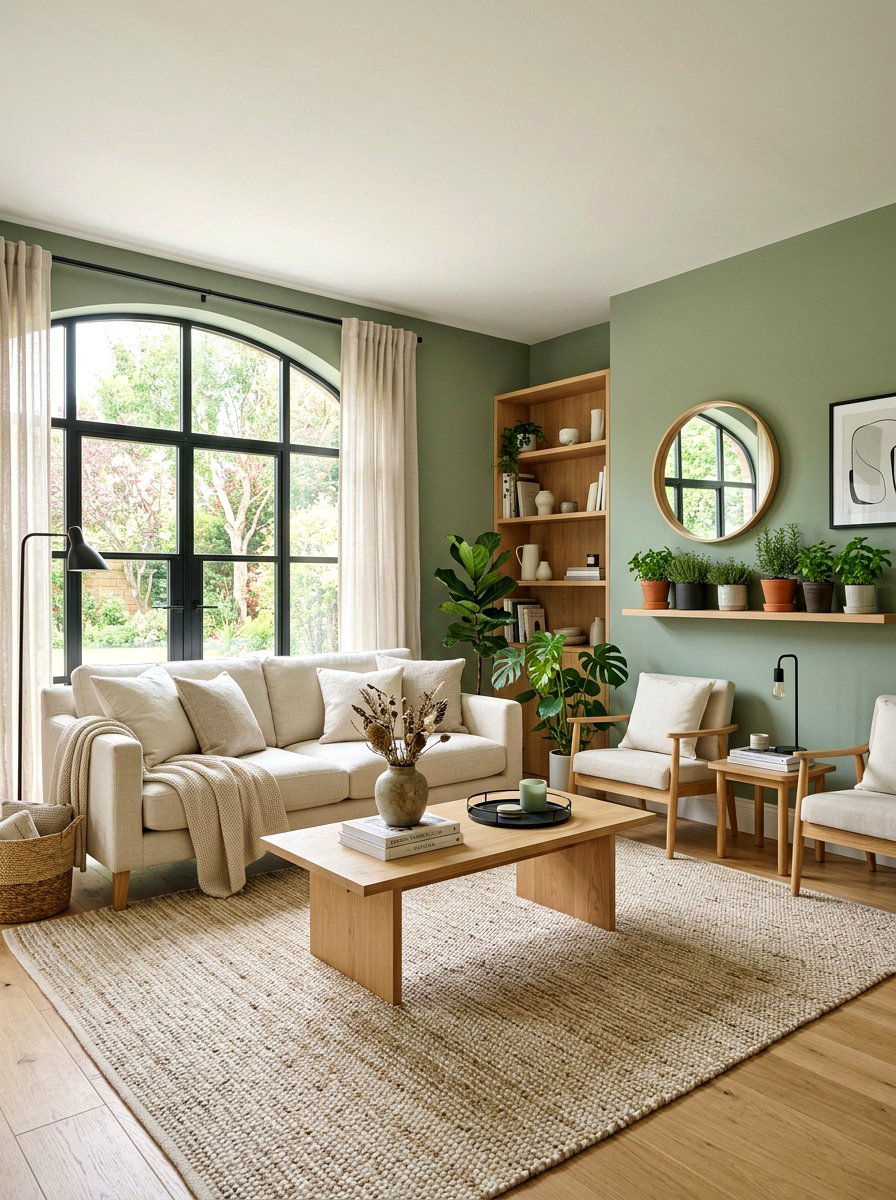 Sage green living room - 30 organic modern living room ideas