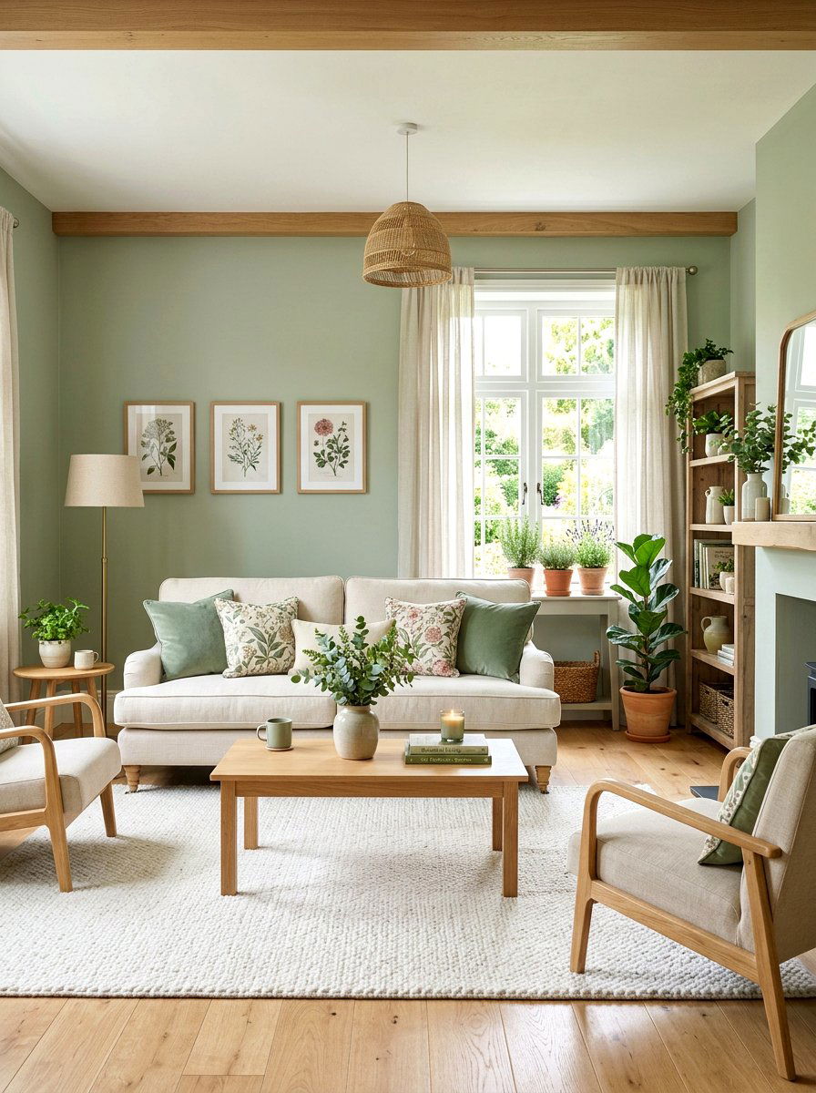 Sage green living room - 30 restorative living room ideas
