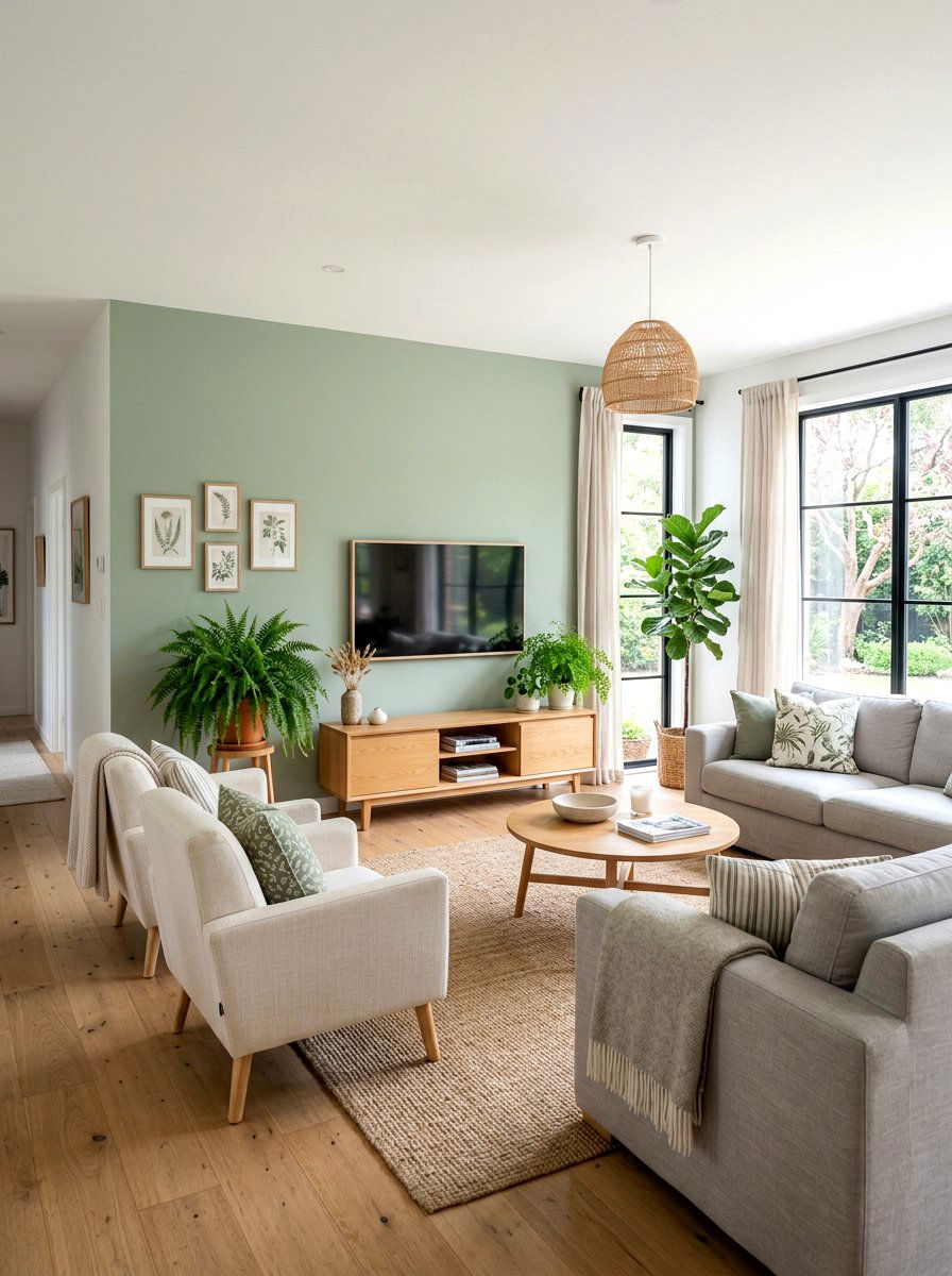 Sage green living room - 30 earth tone living space ideas