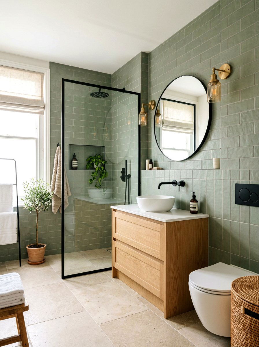 Sage green mixed metal bathroom - 30 mixed metal bathroom decor ideas