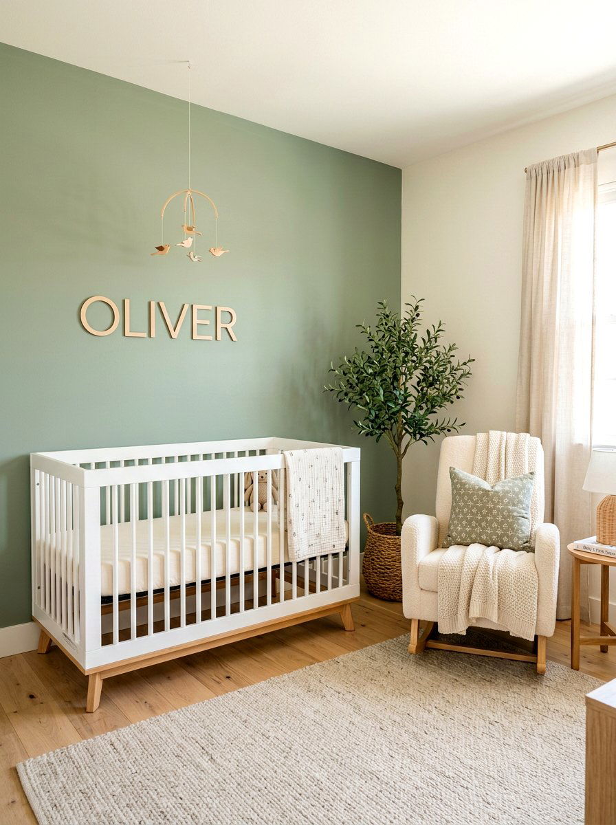 Sage green nursery corner - 30 nursery corner ideas