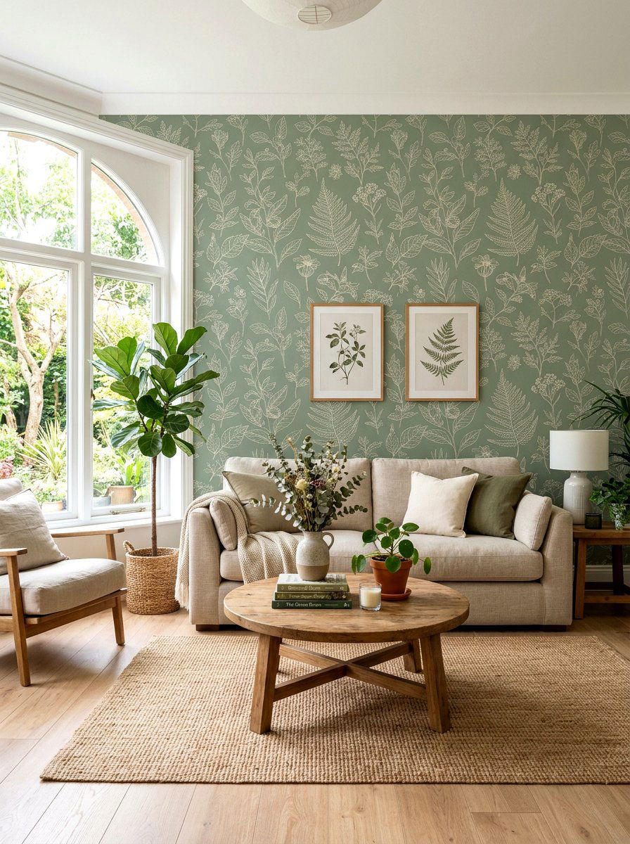 Sage green peel and stick - 30 rental safe wallpaper ideas