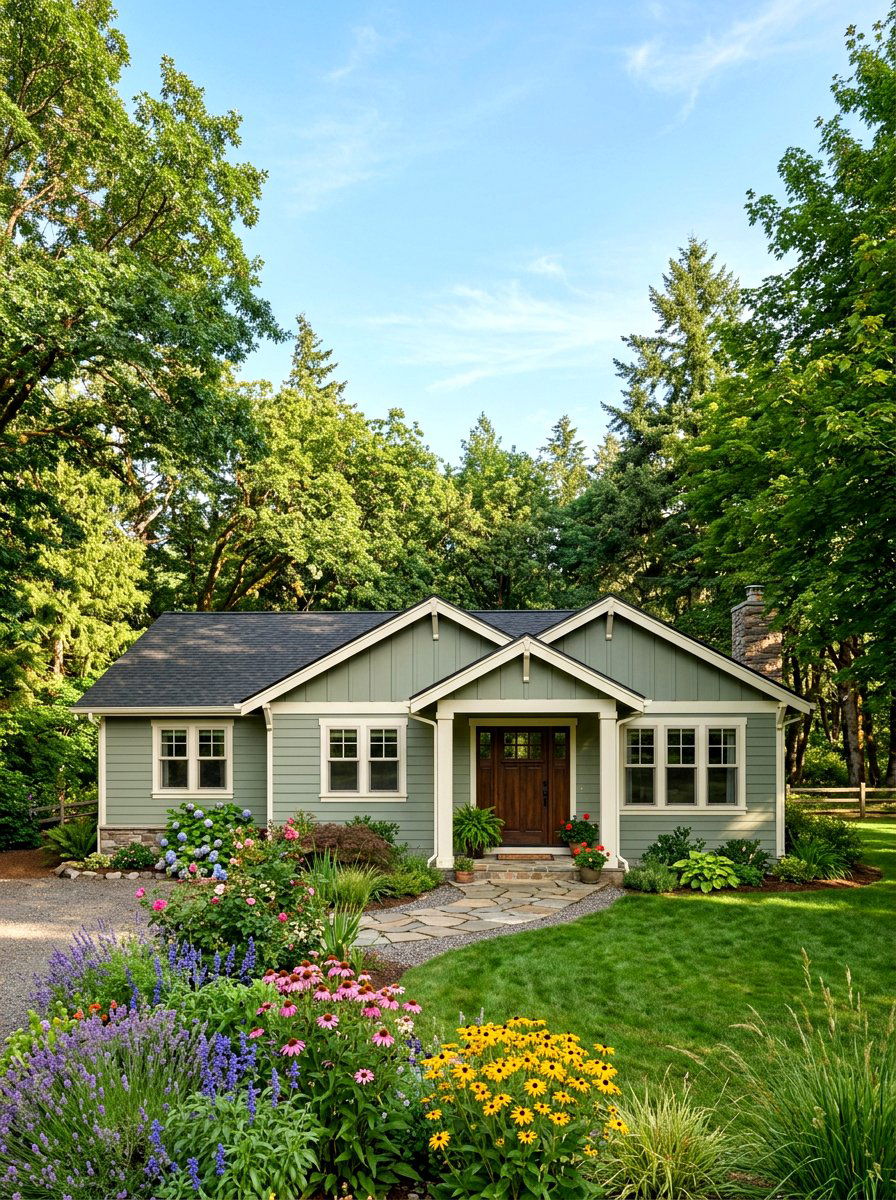 Sage green ranch house - 30 ranch house exterior ideas