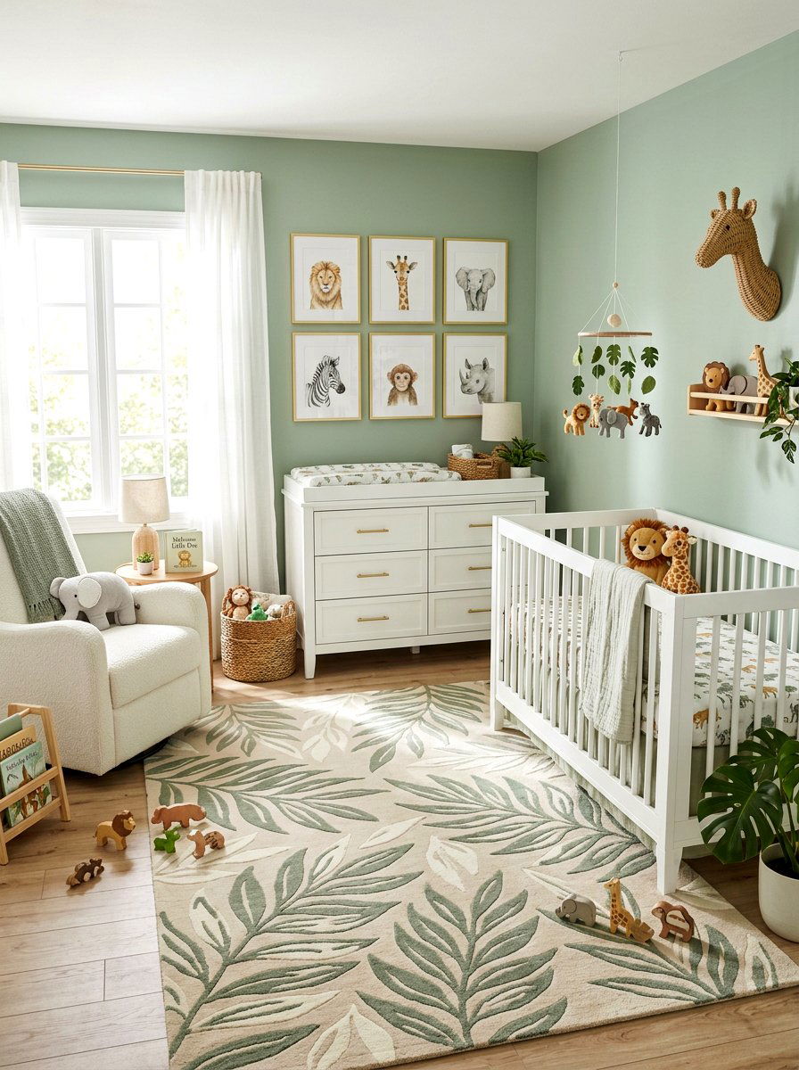 Sage green safari nursery - 30 safari nursery ideas