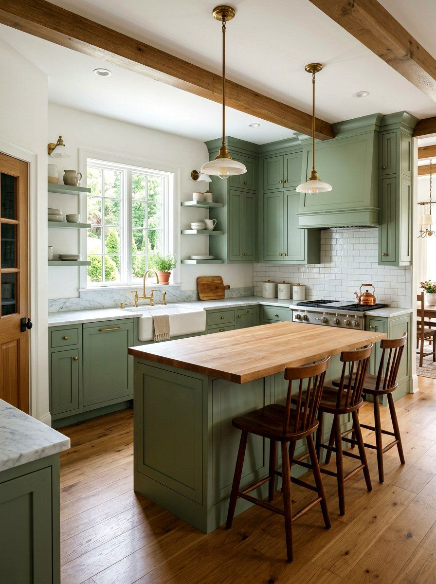 Sage green shaker kitchen cabinets - 30 sage kitchen cabinet ideas