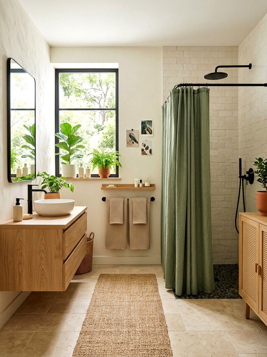 Sage green shower curtain - 30 shower curtain bathroom ideas