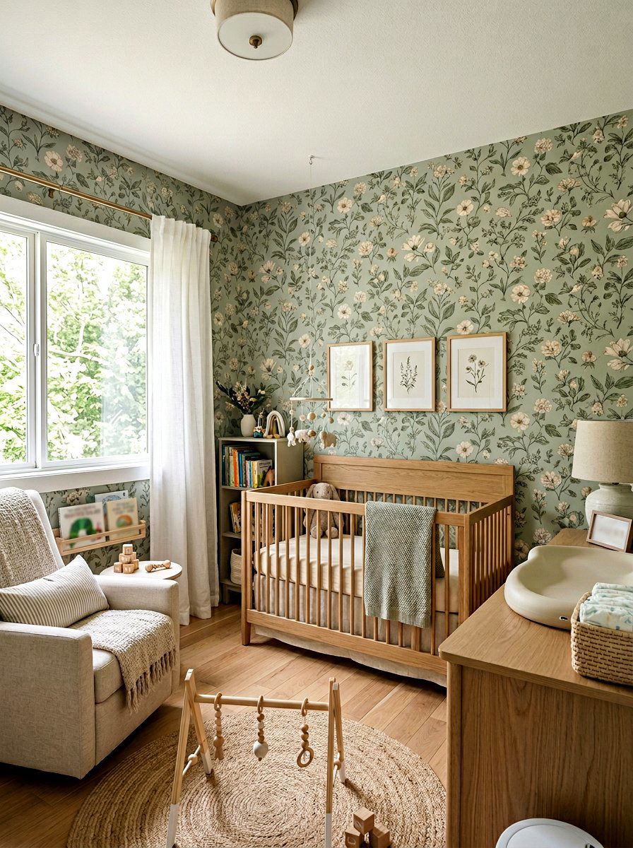 Sage wallpaper nursery - 30 soft sage nursery ideas