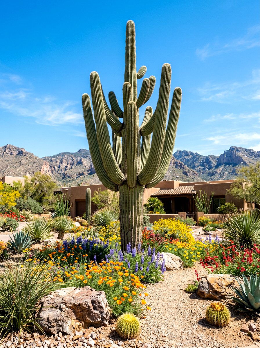 Saguaro Cactus Statement Piece - 30 cactus front yard ideas
