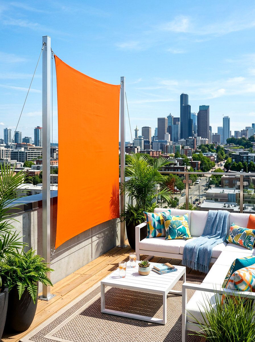 Sail Shade Screen - 30 rooftop privacy screen ideas
